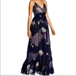 Haute Hippie In The Cards Navy Floral Maxi Dress NWT!